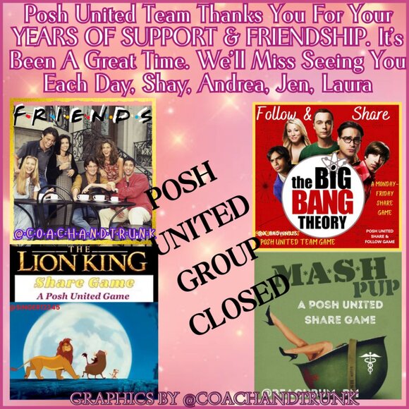 DUE TO POSH CHANGES POSH UNITED IS ENDING😞THANK YOU FOR FRIENDSHIP & SUPPORT💕 - Picture 1 of 14
